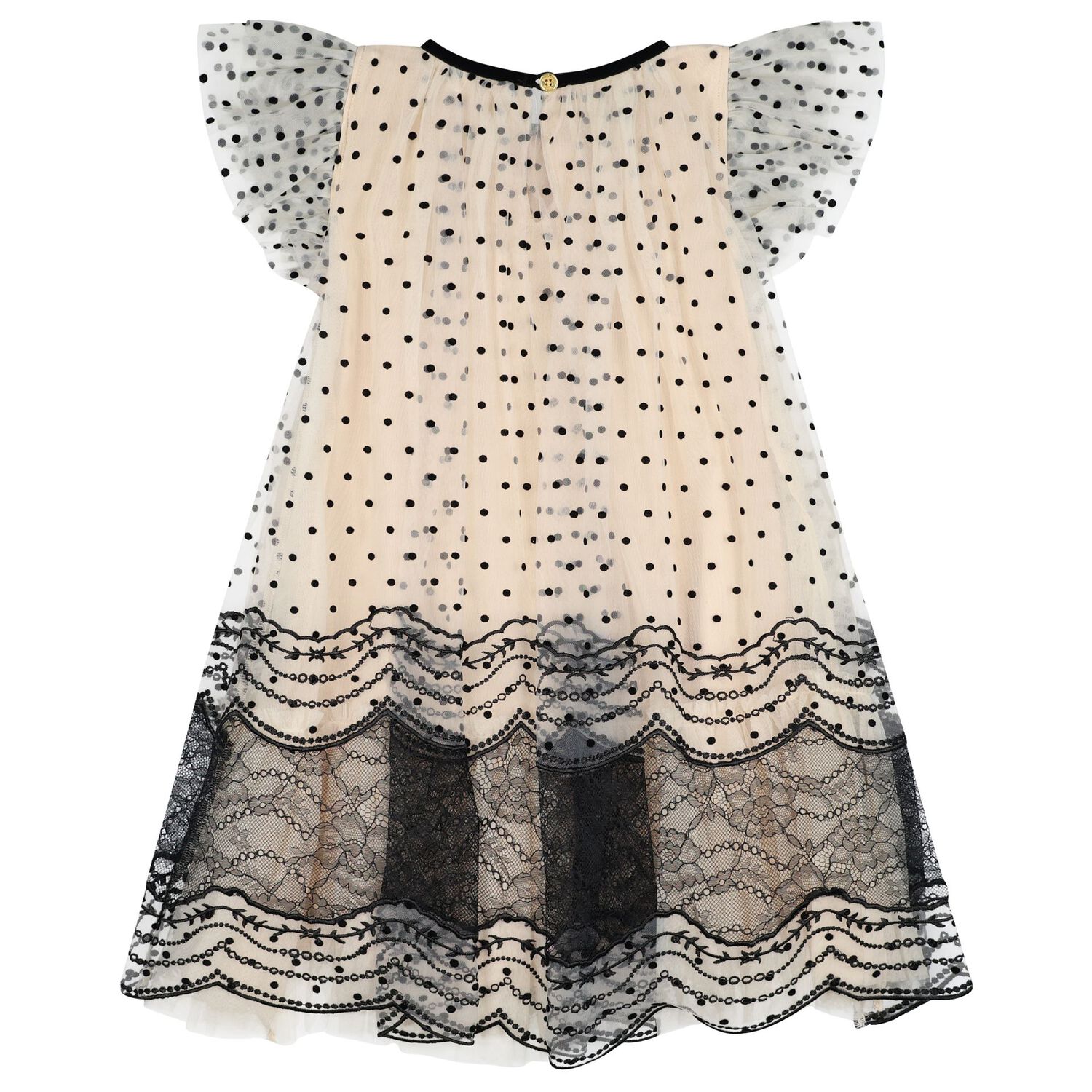 Girls Beige & Black Ivy Tulle Ivy Dress, 1, hi-res