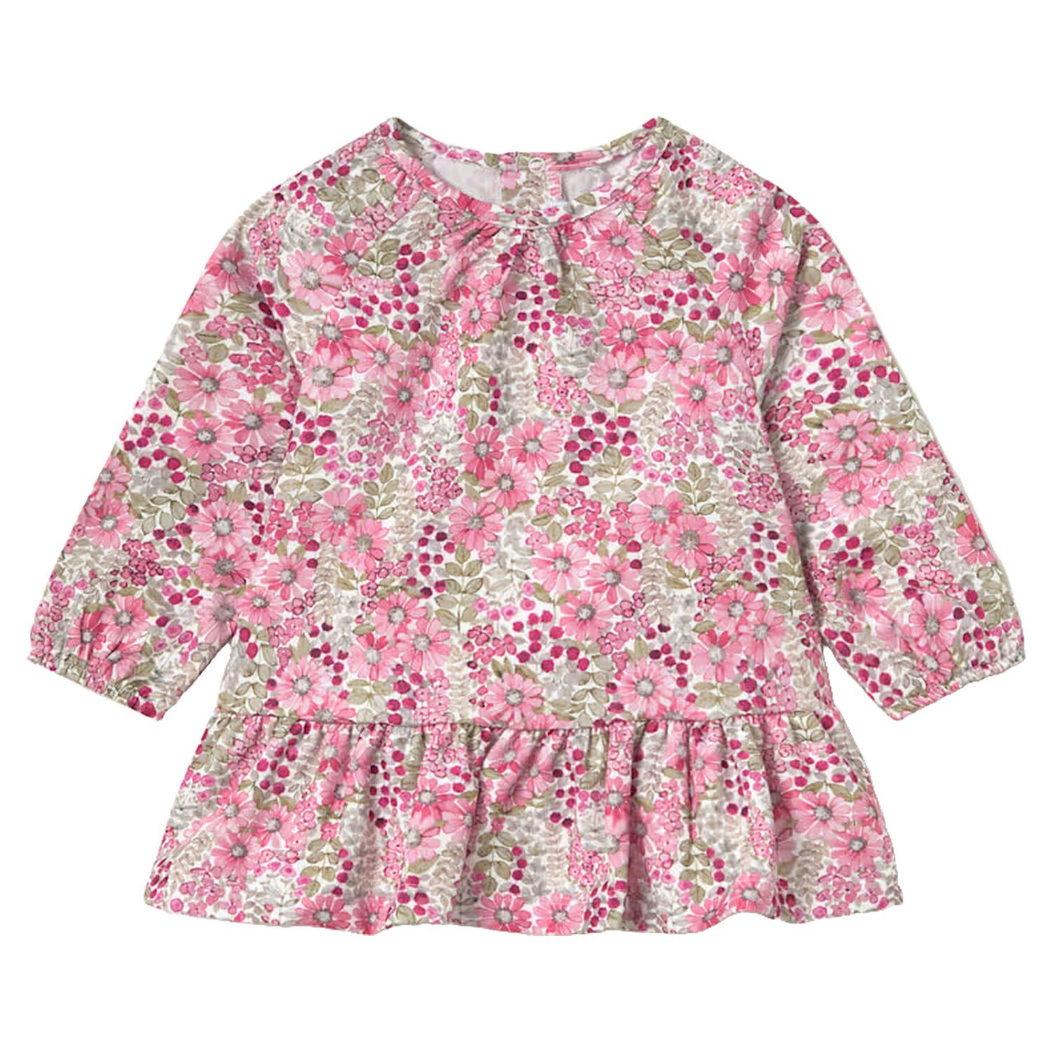 Younger Girls Pink Floral Dress, 1, hi-res