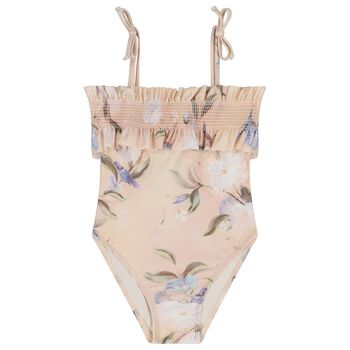 Girls Pink Floral Swimsuit