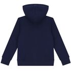 Boys Navy Blue Logo Hooded Zip Up Top, 2, hi-res