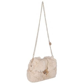 Girls Ivory Faux Fur Handbag ( 21cm )