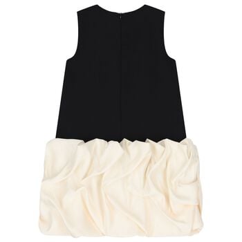 Girls Black & Ivory Ruffle Hem Dress