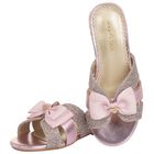 Girls Pink & Silver Embellished Sandals , 2, hi-res