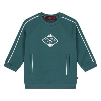 Younger Boys Green Logo Sweatshirt