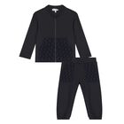 Younger Boys Navy Blue Logo Tracksuit, 1, hi-res