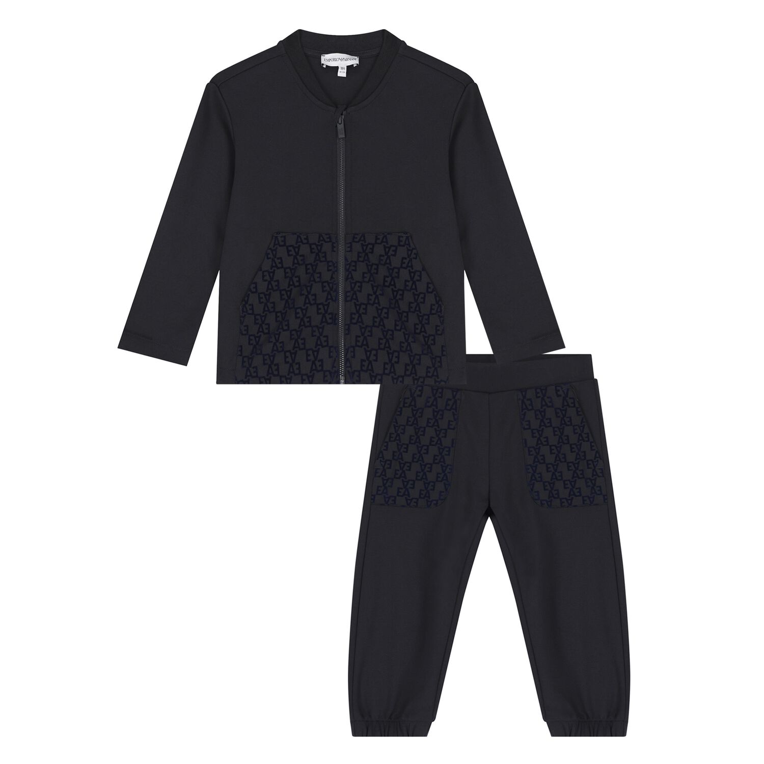 Younger Boys Navy Blue Logo Tracksuit, 1, hi-res