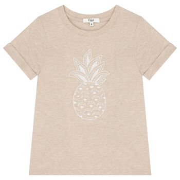 Girls Beige Pineapple T-Shirt