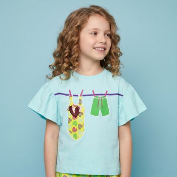 Girls Aqua Embellished Top