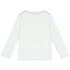 توب أولاد بأكمام بالشعار باللون الابيض, 1, hi-res