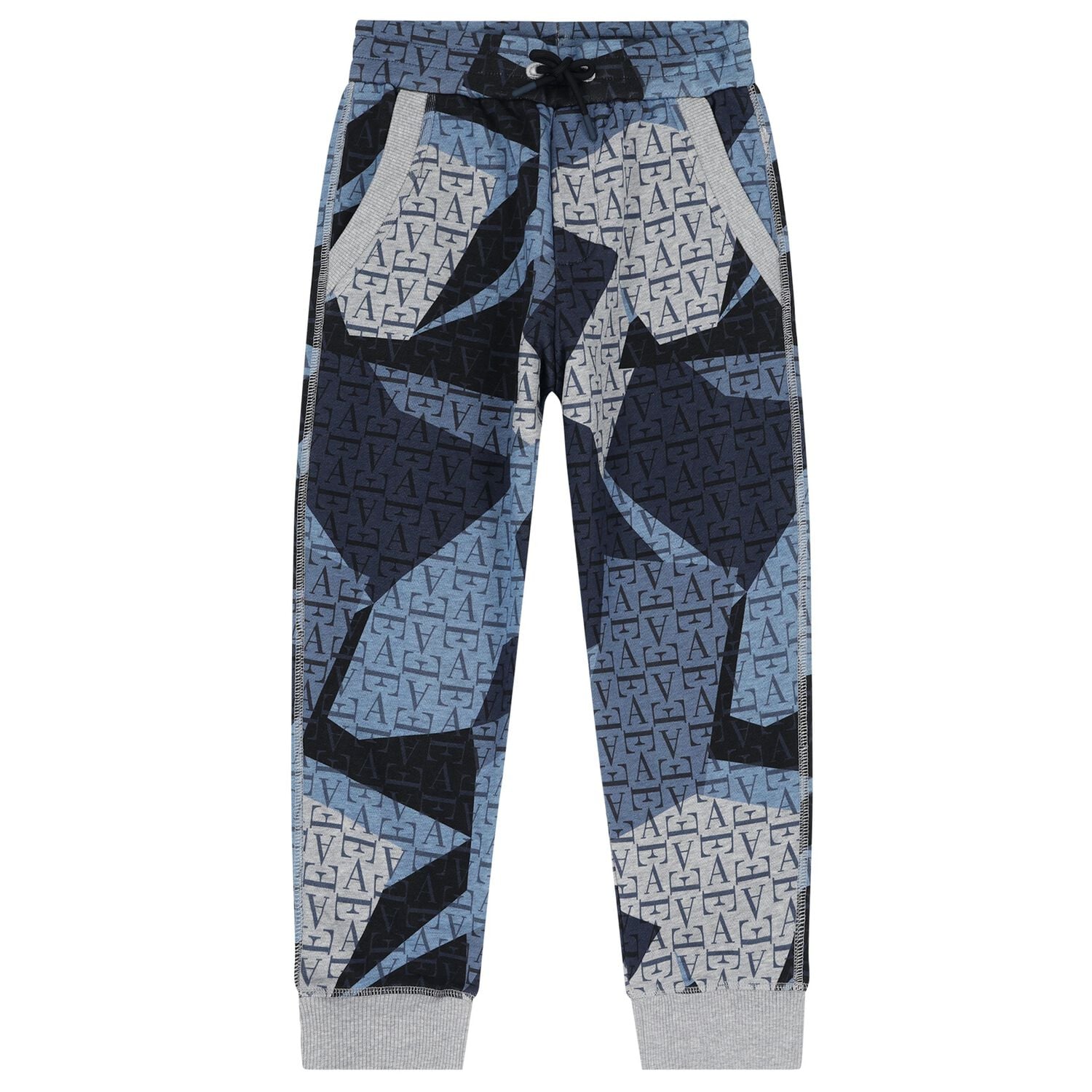 Boys Grey & Blue Logo Joggers, 1, hi-res