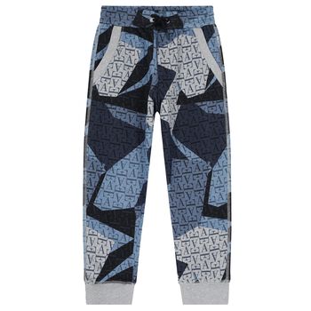 Boys Grey & Blue Logo Joggers