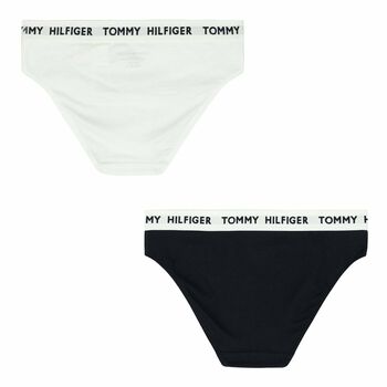 Girls White & Navy Logo Knickers (2-Pack)