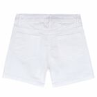 Girls White Cotton Shorts, 1, hi-res