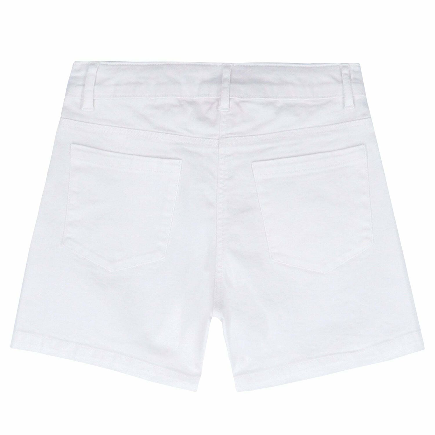 Girls White Cotton Shorts, 1, hi-res
