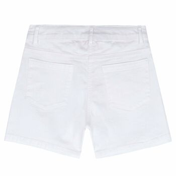 Girls White Cotton Shorts