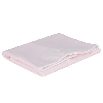 Baby Girls White & Pink Quilted Blanket