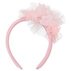 Girls Pink Satin & Tulle Headband, 1, hi-res