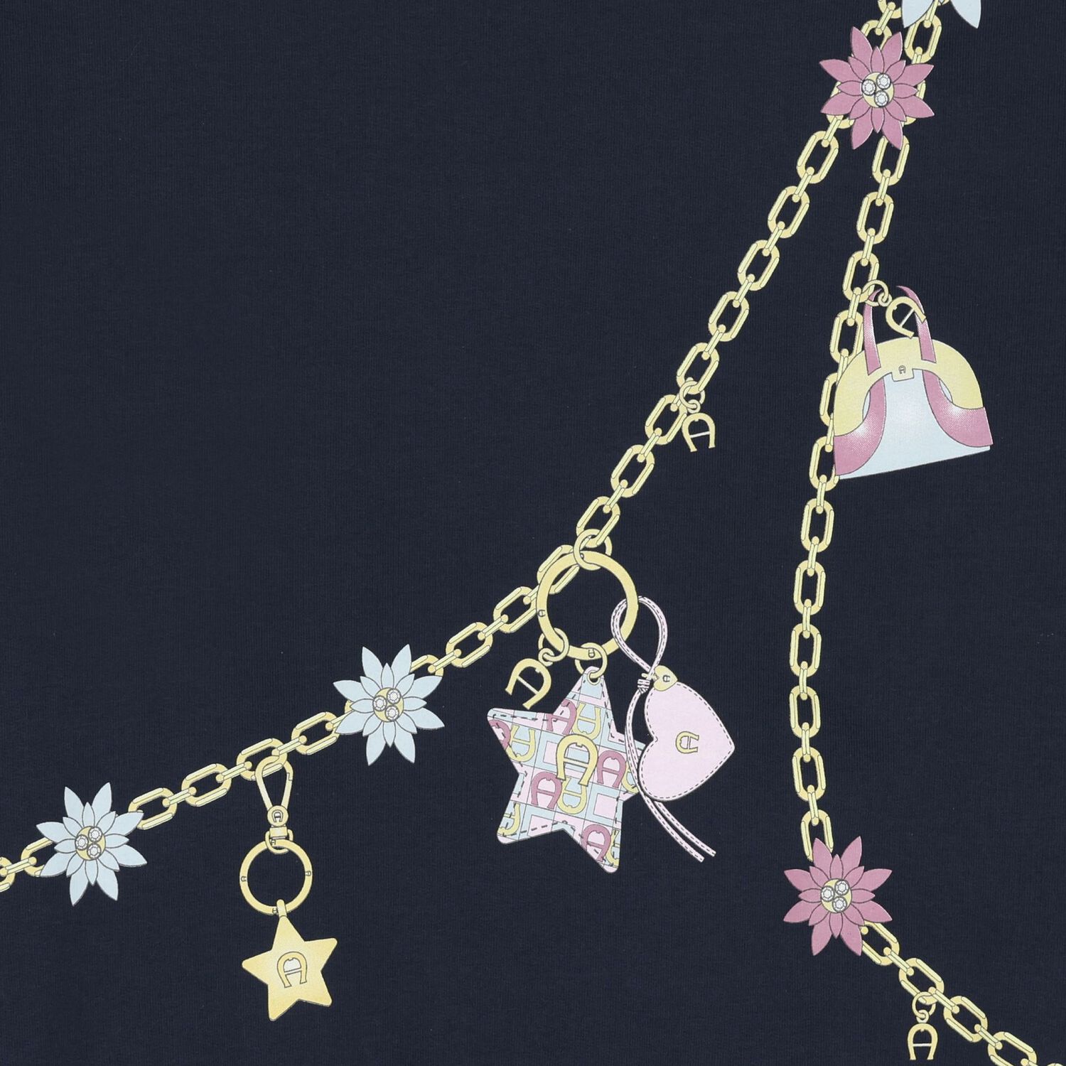 Girls Navy Blue Chain Sweatshirt, 1, hi-res