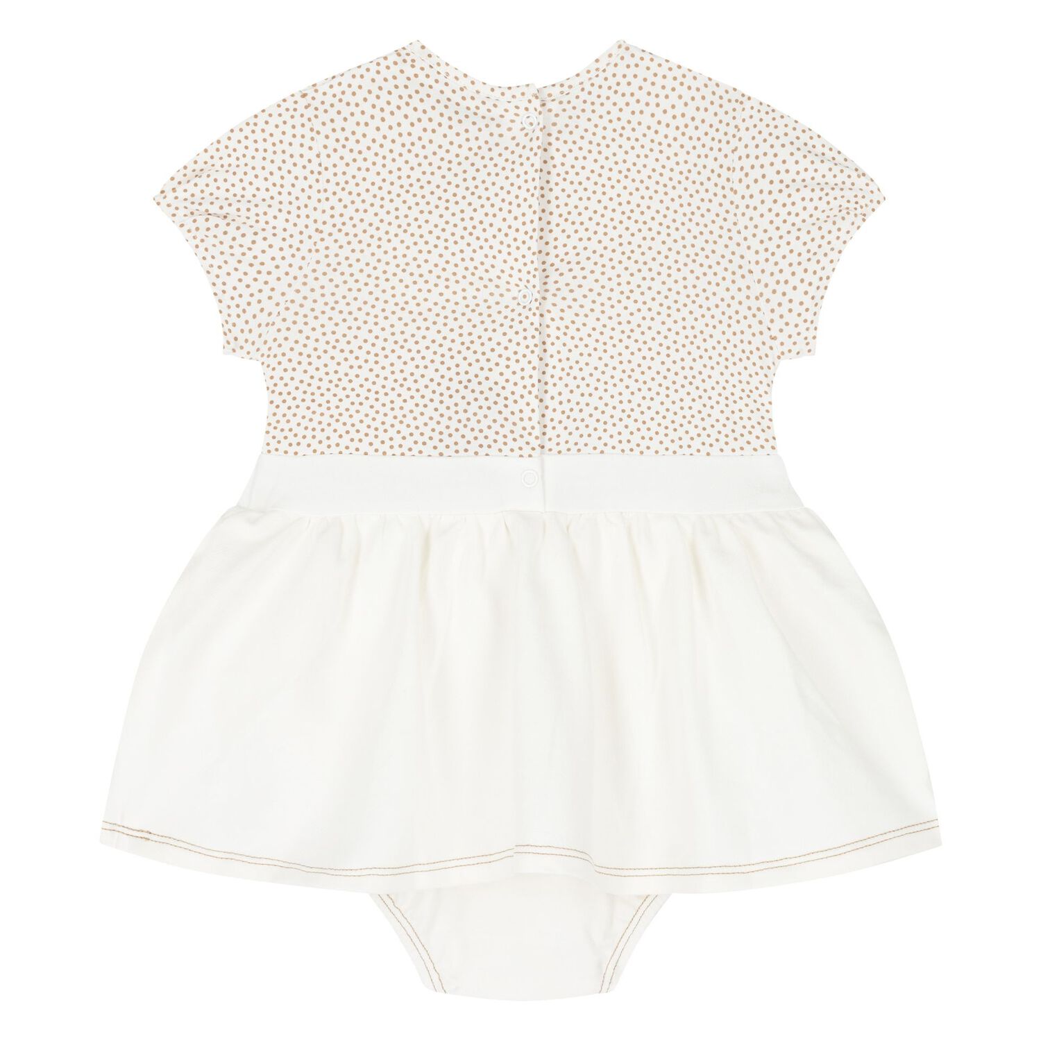 Baby Girls White & Beige Dress Set, 1, hi-res