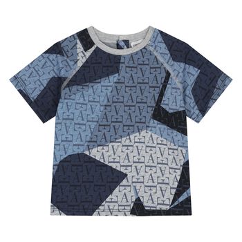 Younger Boys Grey & Blue Logo T-Shirt