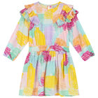 Girls Multi-Coloured Pleated Dress, 1, hi-res