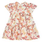 Younger Girls Ivory & Pink Butterflies Logo Dress, 3, hi-res
