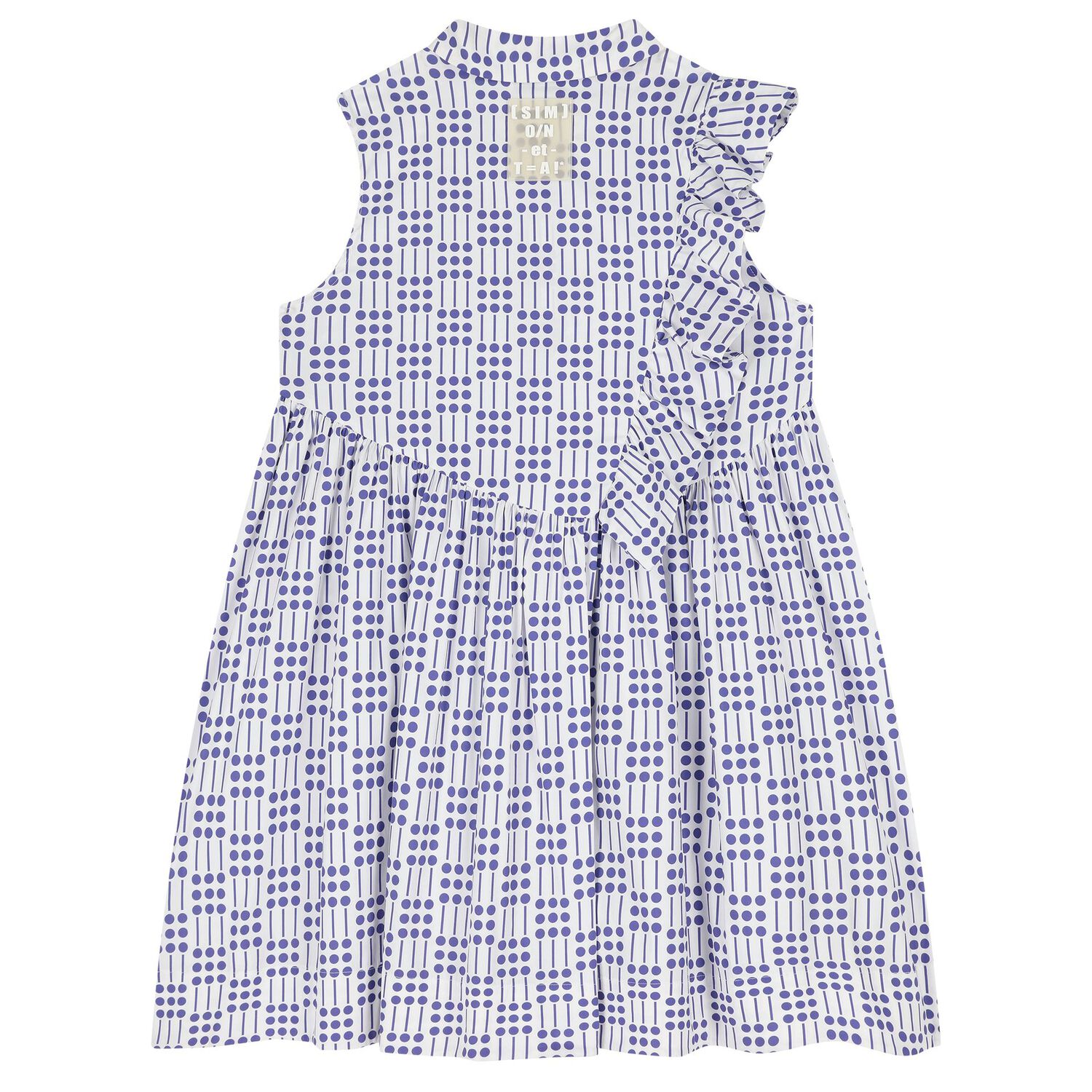 Girls White & Blue Dress, 1, hi-res