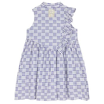 Girls White & Blue Dress