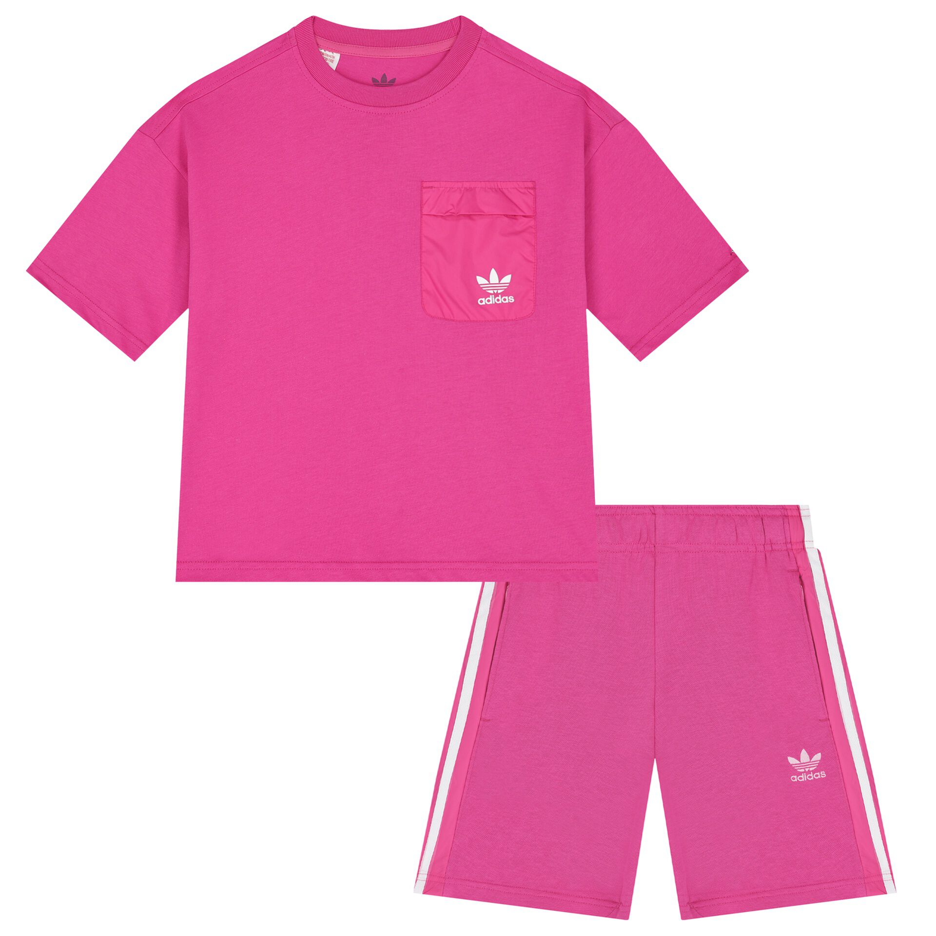 Adidas Kids Girls Pink Logo Short Set Junior Couture Bahrain