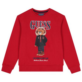 Boys Red Teddy Bear Sweatshirt