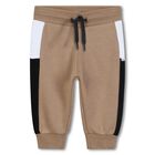 Younger Boys Beige, White & Black Joggers, 1, hi-res
