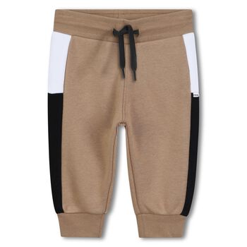 Younger Boys Beige, White & Black Joggers