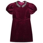 Girls Burgundy Velvet Mini Dress, 1, hi-res