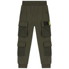 Boys Green Logo Cargo Joggers, 1, hi-res