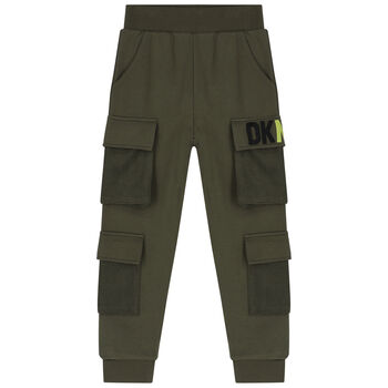 Boys Green Logo Cargo Joggers