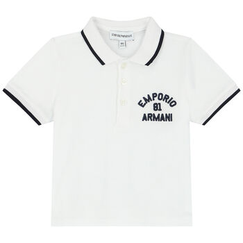 Younger Boys White Logo Polo Shirt