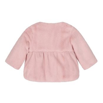 Baby Girls Pink Faux Fur Peplum Coat