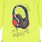 Boys Neon Green Headphone Long Sleeve Top, 1, hi-res