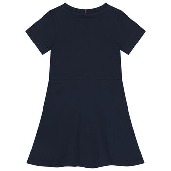 Girls Navy Blue Logo Dress