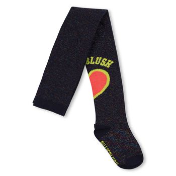 Girls Navy Blue Logo Heart Tights