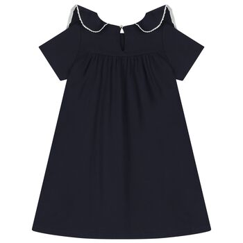 Girls Navy Blue Logo Dress