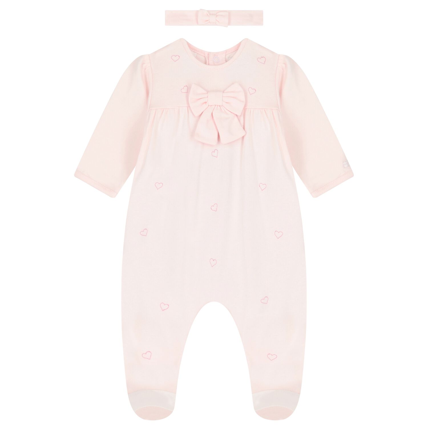 Baby Girls Pink Hearts Babygrow Set, 1, hi-res
