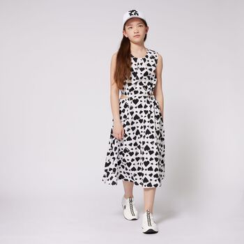 Girls White & Black Heart Dress