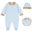 Baby Boys Blue & Beige Geo Map Babygrow Gift Set, 1, hi-res