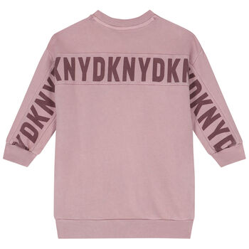 Girls Pink Logo Sweatshirt Dress