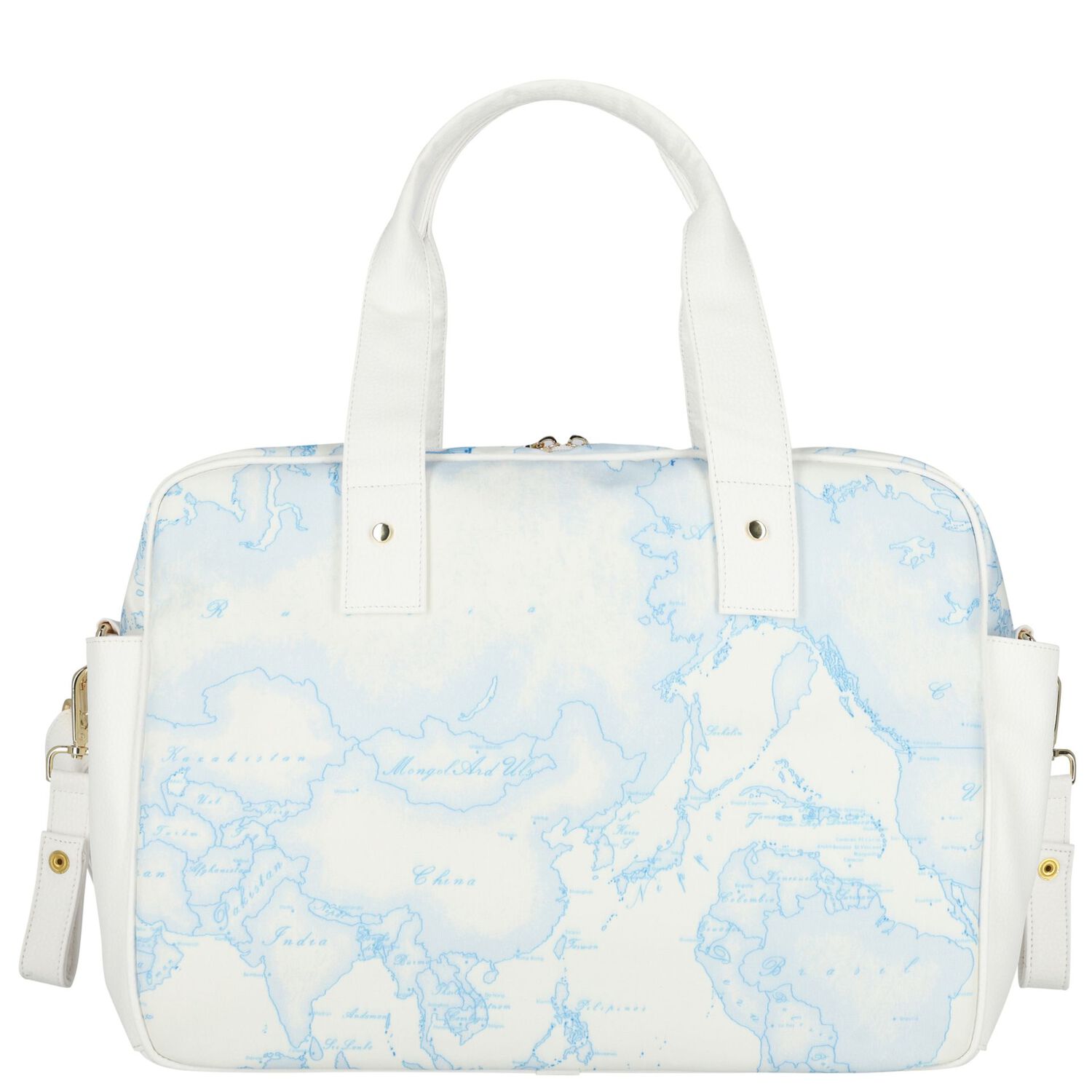 Baby Boys White & Blue Geo Map Changing Bag, 3, hi-res