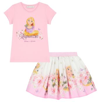 Girls Pink & White Princess Skirt Set
