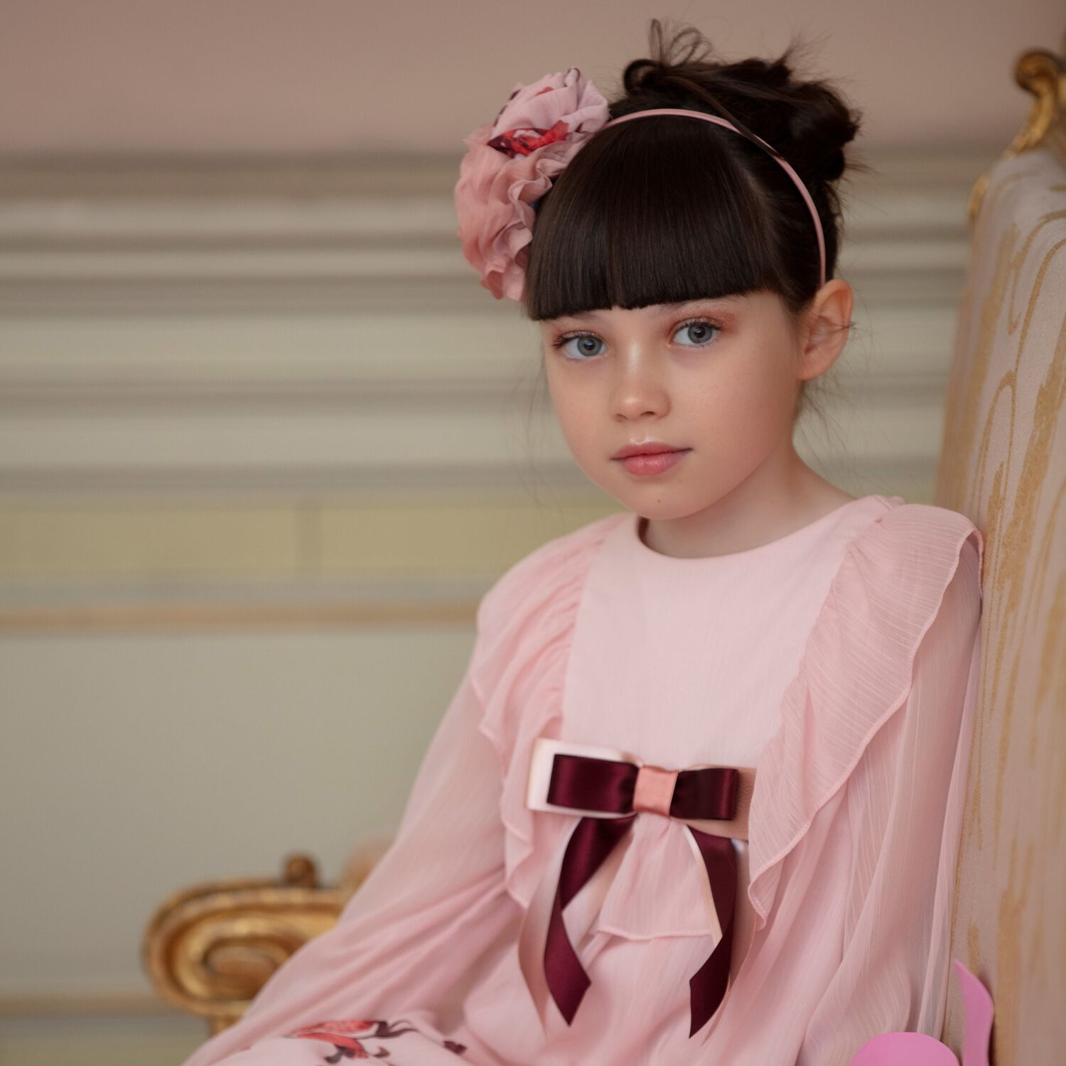 Girls Pink Floral Headband, 1, hi-res image number null