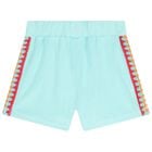 Girls Aqua Blue Crochet Shorts Set, 1, hi-res