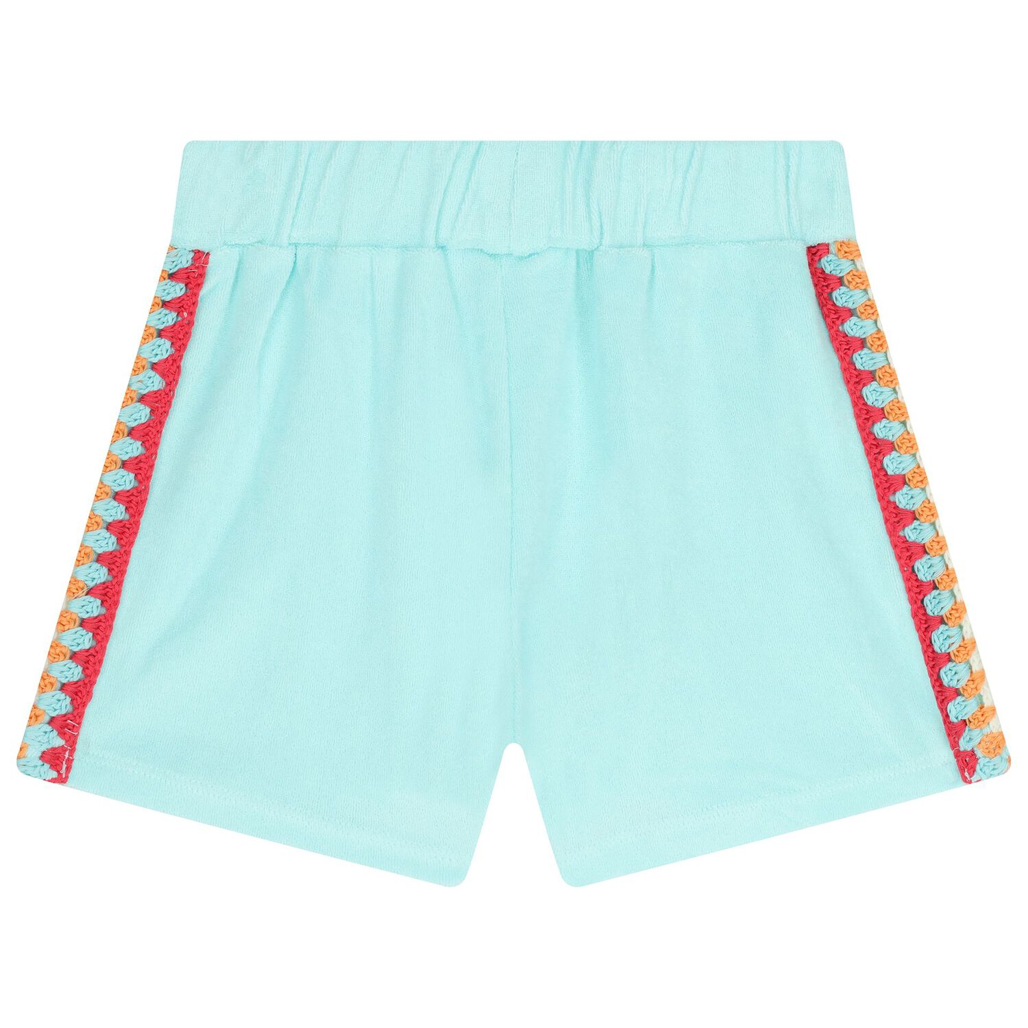 Girls Aqua Blue Crochet Shorts Set, 1, hi-res